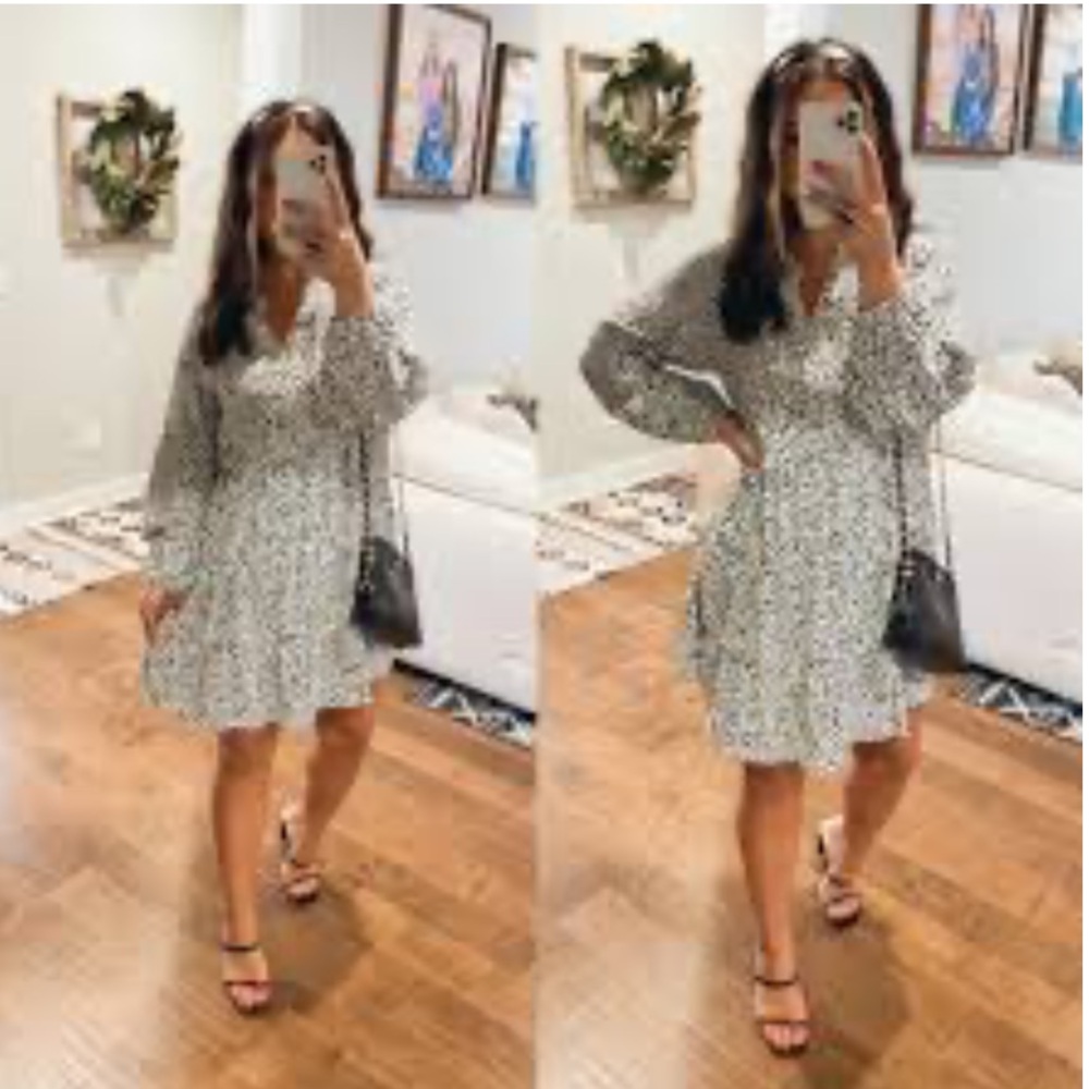 M1 J Crew Lightweight Cotton Puff Long Sleeve Mini Dress
